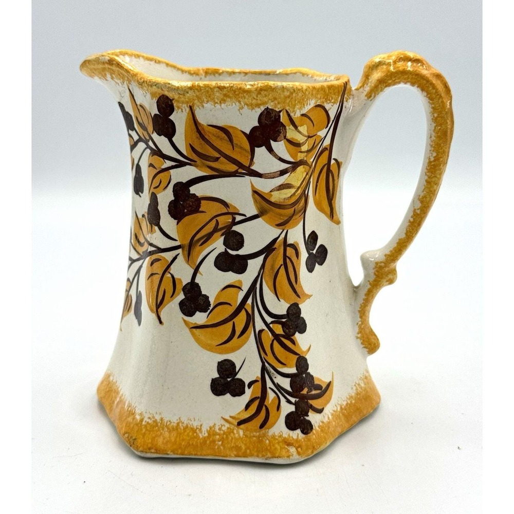 Cash Family Hand Painted Floral Ceramic Pitcher w/ Handle Handmade USA